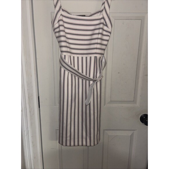 ZARA SZ Medium BELTED STRIPED  Dress Red White Blue - Picture 8 of 8